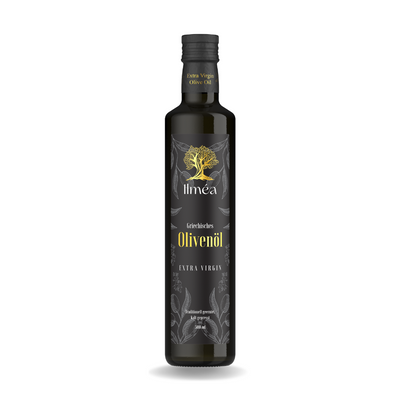 ILMEA_Olivenoel_Flasche_500ml_Griechisches Olivenöl Schweiz kaufen, kalt gepresst und extra nativ, Olivenöl Geschenk