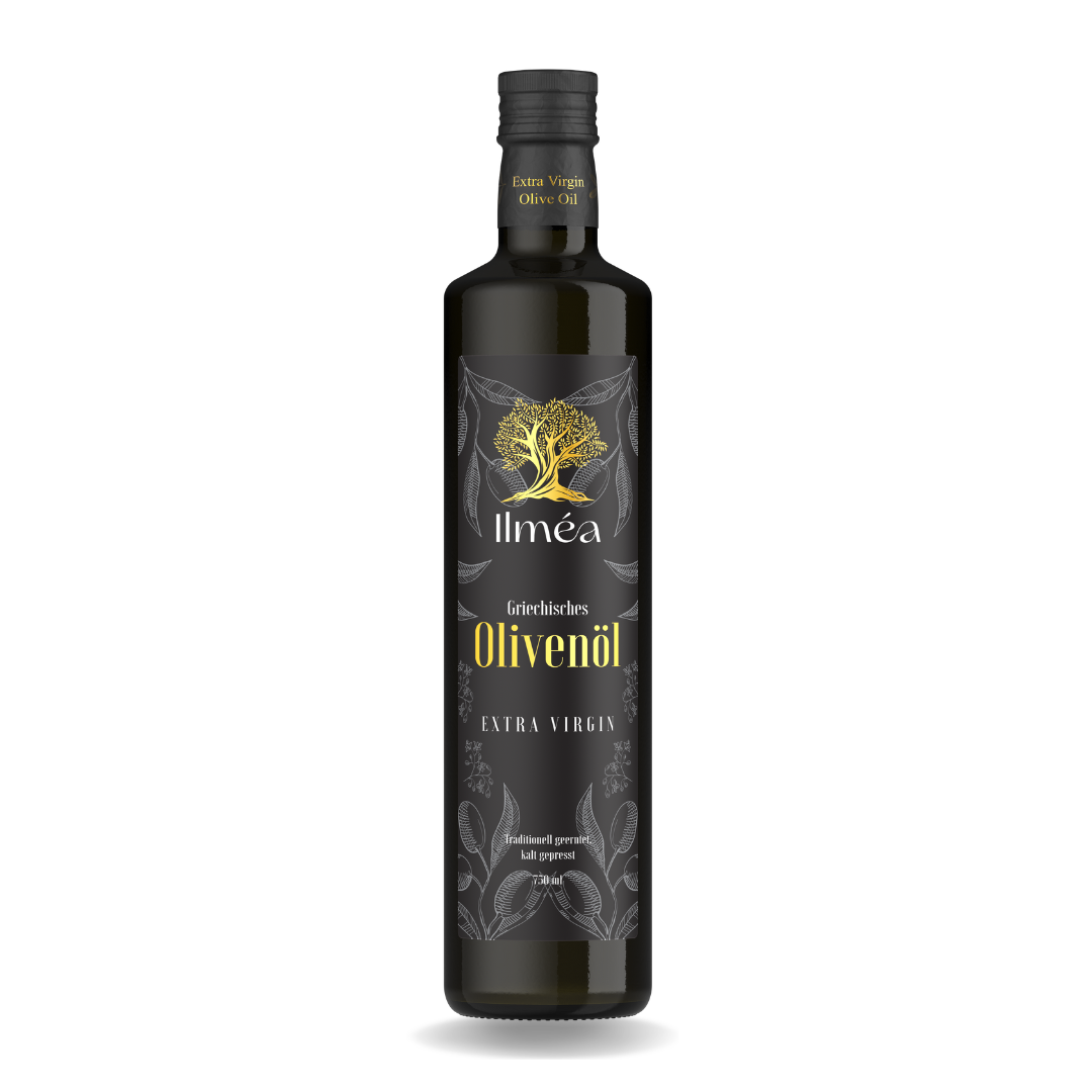 ILMEA_Olivenoel_Flasche_750ml_Griechisches Olivenöl Schweiz kaufen, kalt gepresst und extra nativ, Olivenöl Geschenk Flasche